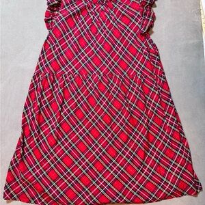 NWT Vineyard Vines Dress Girls Sz 20 Red Tartan Plaid Ruffle Cap Sleeve Midi